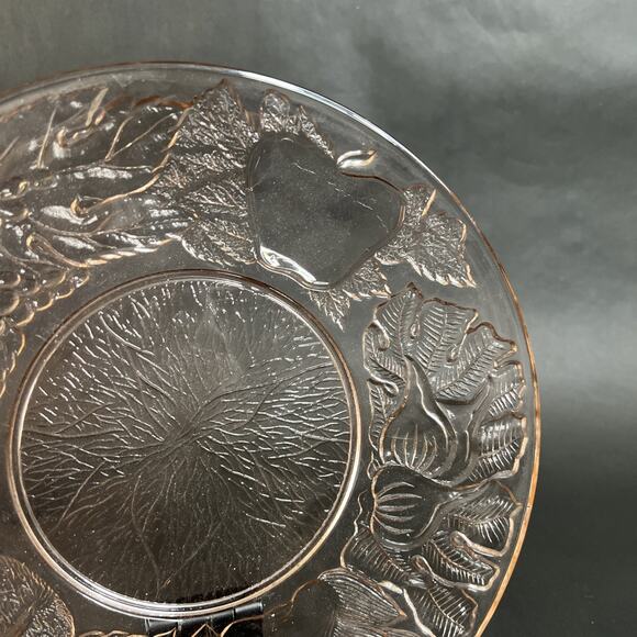 VTG Pink Glass Plate-KIG Indonesia-Embossed Fruits/Leaves – Retro Kitchen Decor - Picture 3 of 8